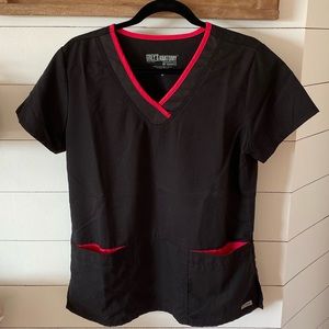 Grey’s Anatomy scrub top black & watermelon sz M!